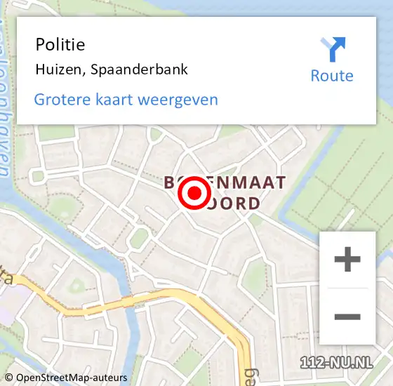 Locatie op kaart van de 112 melding: Politie Huizen, Spaanderbank op 31 december 2021 14:04