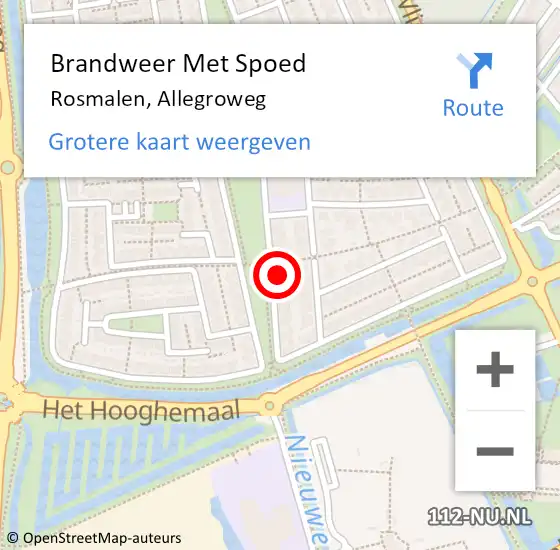 Locatie op kaart van de 112 melding: Brandweer Met Spoed Naar Rosmalen, Allegroweg op 31 december 2021 14:06