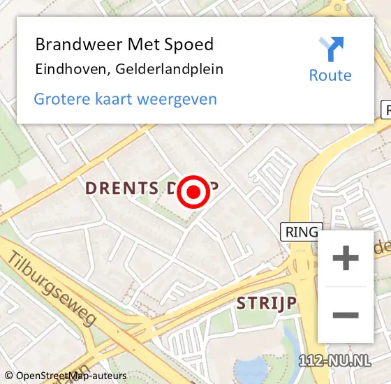 Locatie op kaart van de 112 melding: Brandweer Met Spoed Naar Eindhoven, Gelderlandplein op 31 december 2021 14:12