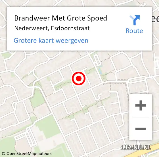 Locatie op kaart van de 112 melding: Brandweer Met Grote Spoed Naar Nederweert, Esdoornstraat op 31 december 2021 14:16