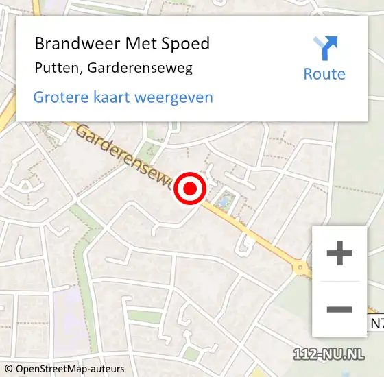 Locatie op kaart van de 112 melding: Brandweer Met Spoed Naar Putten, Garderenseweg op 31 december 2021 14:27