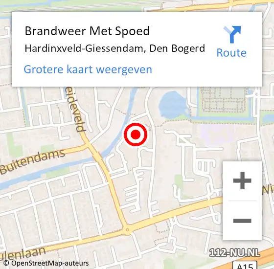 Locatie op kaart van de 112 melding: Brandweer Met Spoed Naar Hardinxveld-Giessendam, Den Bogerd op 31 december 2021 14:27