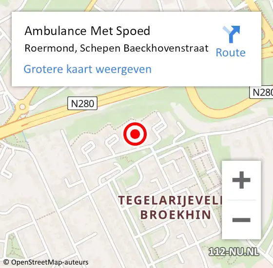 Locatie op kaart van de 112 melding: Ambulance Met Spoed Naar Roermond, Schepen Baeckhovenstraat op 31 december 2021 14:53