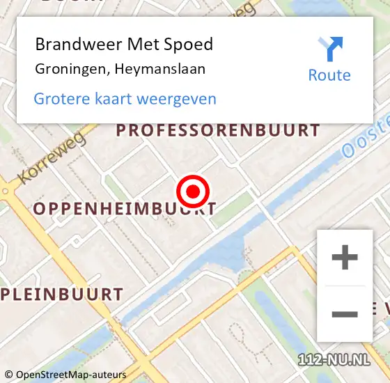 Locatie op kaart van de 112 melding: Brandweer Met Spoed Naar Groningen, Heymanslaan op 31 december 2021 14:54