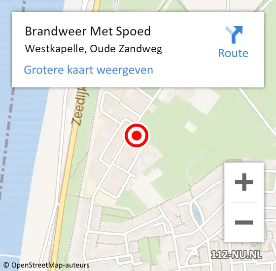 Locatie op kaart van de 112 melding: Brandweer Met Spoed Naar Westkapelle, Oude Zandweg op 31 december 2021 14:55