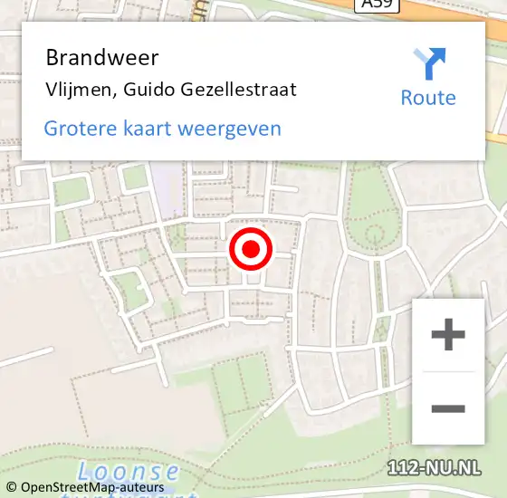 Locatie op kaart van de 112 melding: Brandweer Vlijmen, Guido Gezellestraat op 3 juli 2014 21:59