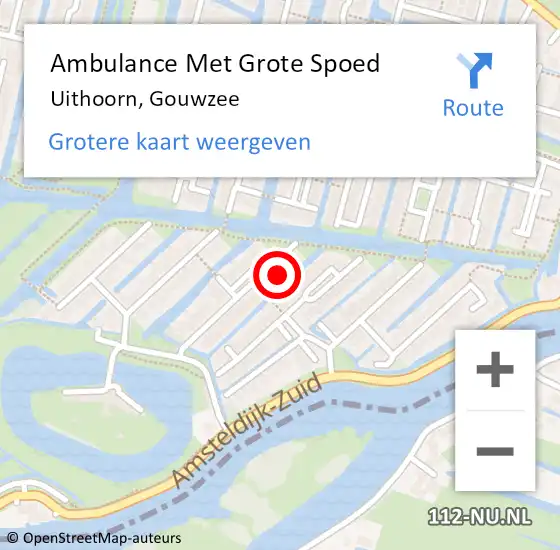 Locatie op kaart van de 112 melding: Ambulance Met Grote Spoed Naar Uithoorn, Gouwzee op 31 december 2021 14:56