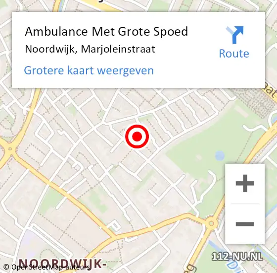 Locatie op kaart van de 112 melding: Ambulance Met Grote Spoed Naar Noordwijk, Marjoleinstraat op 31 december 2021 14:58