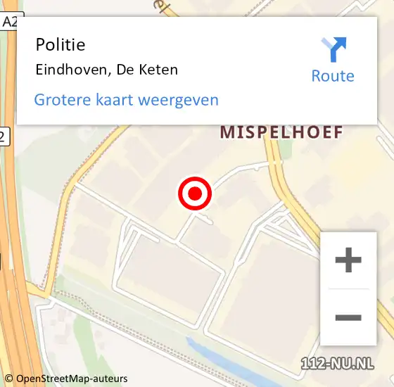 Locatie op kaart van de 112 melding: Politie Eindhoven, De Keten op 31 december 2021 15:08