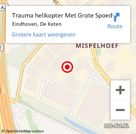 Locatie op kaart van de 112 melding: Trauma helikopter Met Grote Spoed Naar Eindhoven, De Keten op 31 december 2021 15:09