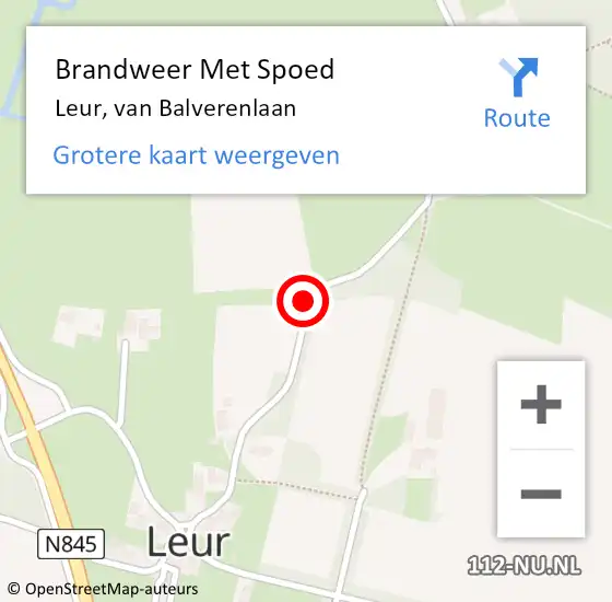 Locatie op kaart van de 112 melding: Brandweer Met Spoed Naar Leur, van Balverenlaan op 31 december 2021 15:12