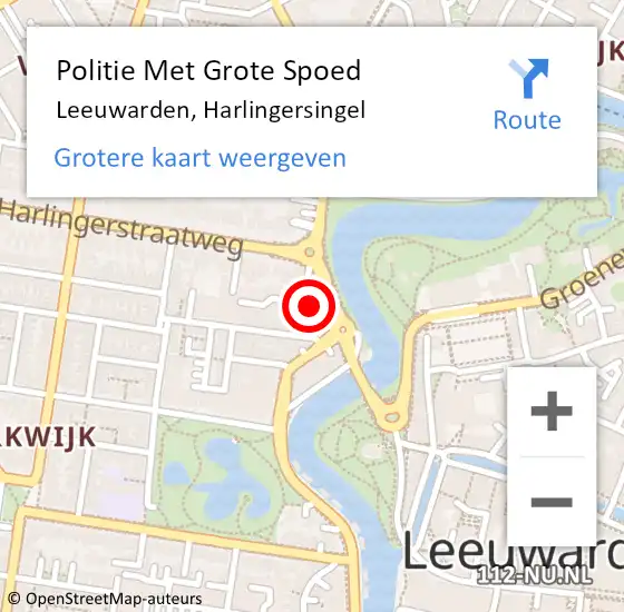 Locatie op kaart van de 112 melding: Politie Met Grote Spoed Naar Leeuwarden, Harlingersingel op 31 december 2021 15:17