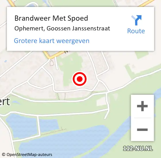 Locatie op kaart van de 112 melding: Brandweer Met Spoed Naar Ophemert, Goossen Janssenstraat op 31 december 2021 15:18