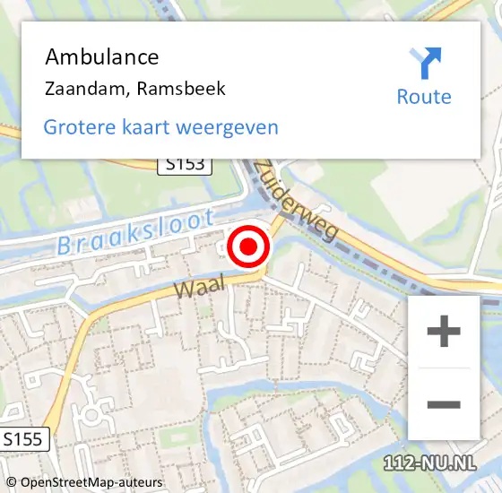 Locatie op kaart van de 112 melding: Ambulance Zaandam, Ramsbeek op 31 december 2021 15:19