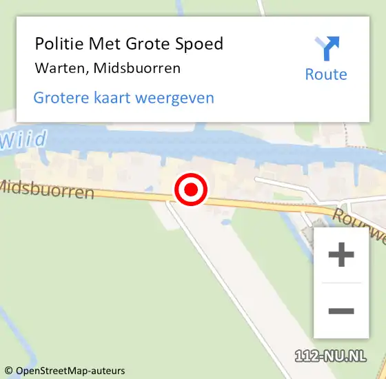 Locatie op kaart van de 112 melding: Politie Met Grote Spoed Naar Warten, Midsbuorren op 31 december 2021 15:33