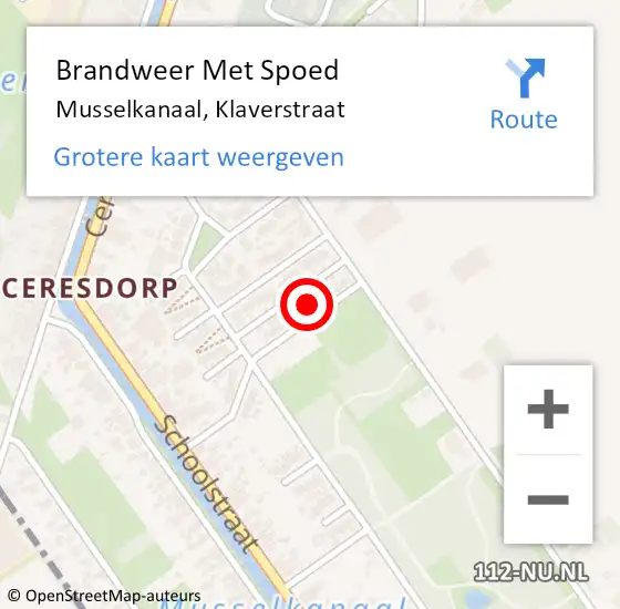 Locatie op kaart van de 112 melding: Brandweer Met Spoed Naar Musselkanaal, Klaverstraat op 31 december 2021 15:33