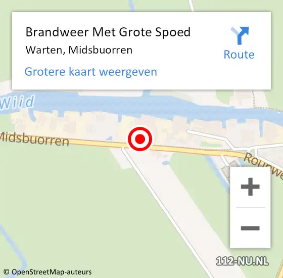 Locatie op kaart van de 112 melding: Brandweer Met Grote Spoed Naar Warten, Midsbuorren op 31 december 2021 15:33