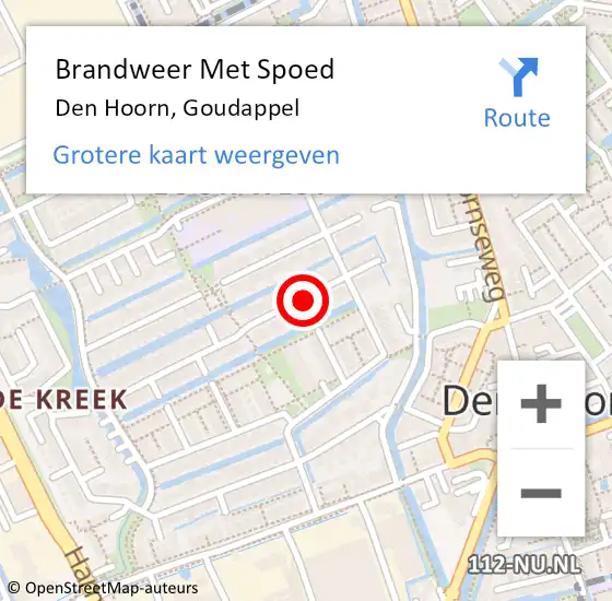 Locatie op kaart van de 112 melding: Brandweer Met Spoed Naar Den Hoorn, Goudappel op 31 december 2021 15:34