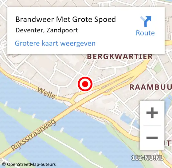 Locatie op kaart van de 112 melding: Brandweer Met Grote Spoed Naar Deventer, Zandpoort op 31 december 2021 15:40