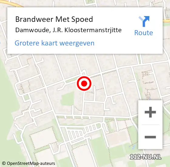 Locatie op kaart van de 112 melding: Brandweer Met Spoed Naar Damwoude, J.R. Kloostermanstrjitte op 31 december 2021 15:41
