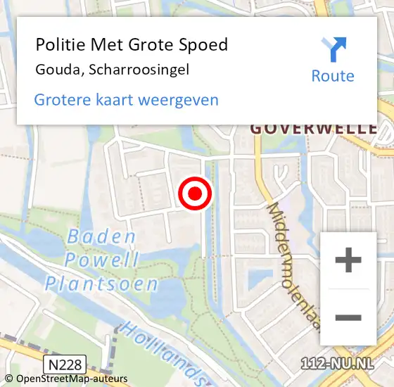 Locatie op kaart van de 112 melding: Politie Met Grote Spoed Naar Gouda, Scharroosingel op 31 december 2021 15:49