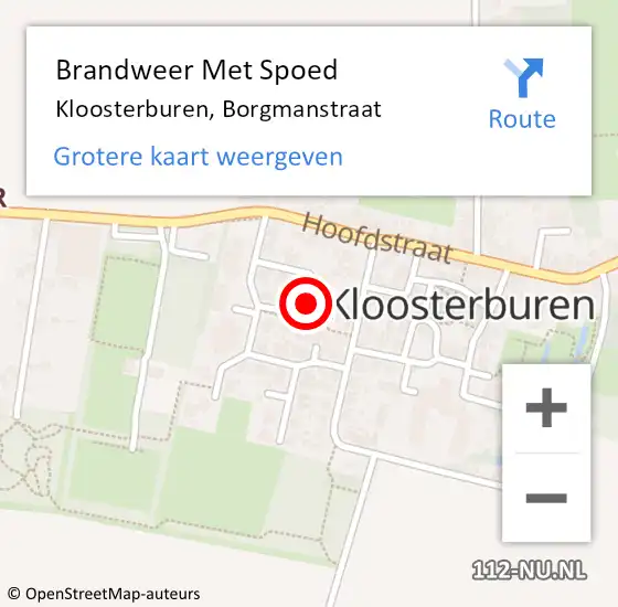 Locatie op kaart van de 112 melding: Brandweer Met Spoed Naar Kloosterburen, Borgmanstraat op 31 december 2021 15:49