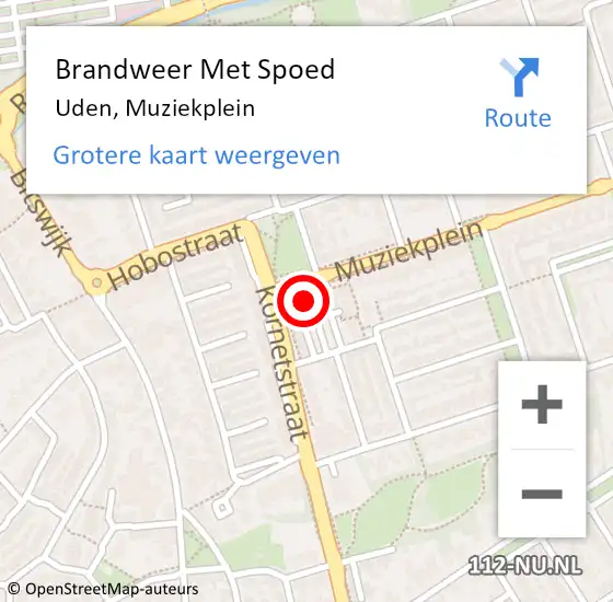 Locatie op kaart van de 112 melding: Brandweer Met Spoed Naar Uden, Muziekplein op 31 december 2021 15:51