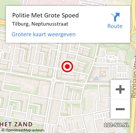 Locatie op kaart van de 112 melding: Politie Met Grote Spoed Naar Tilburg, Neptunusstraat op 31 december 2021 15:54