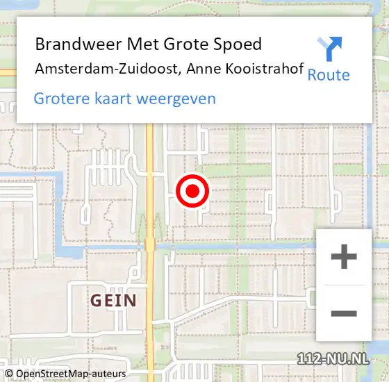 Locatie op kaart van de 112 melding: Brandweer Met Grote Spoed Naar Amsterdam-Zuidoost, Anne Kooistrahof op 31 december 2021 15:55