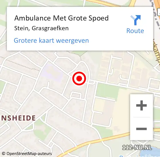 Locatie op kaart van de 112 melding: Ambulance Met Grote Spoed Naar Stein, Grasgraefken op 3 juli 2014 22:12