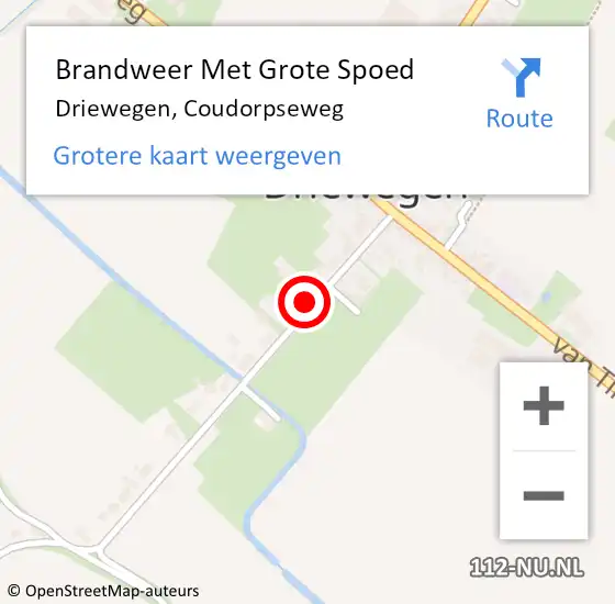 Locatie op kaart van de 112 melding: Brandweer Met Grote Spoed Naar Driewegen, Coudorpseweg op 31 december 2021 15:58