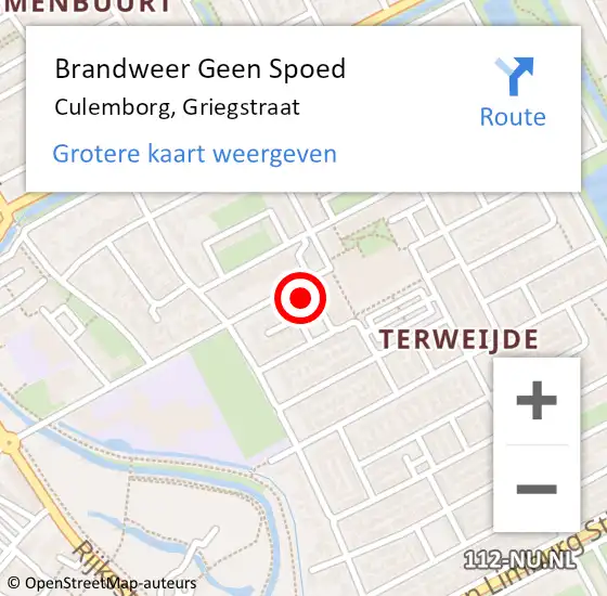 Locatie op kaart van de 112 melding: Brandweer Geen Spoed Naar Culemborg, Griegstraat op 31 december 2021 16:06