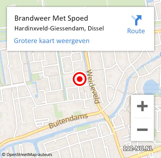 Locatie op kaart van de 112 melding: Brandweer Met Spoed Naar Hardinxveld-Giessendam, Dissel op 31 december 2021 16:08