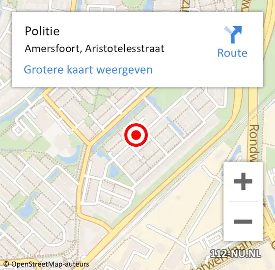 Locatie op kaart van de 112 melding: Politie Amersfoort, Aristotelesstraat op 31 december 2021 16:09