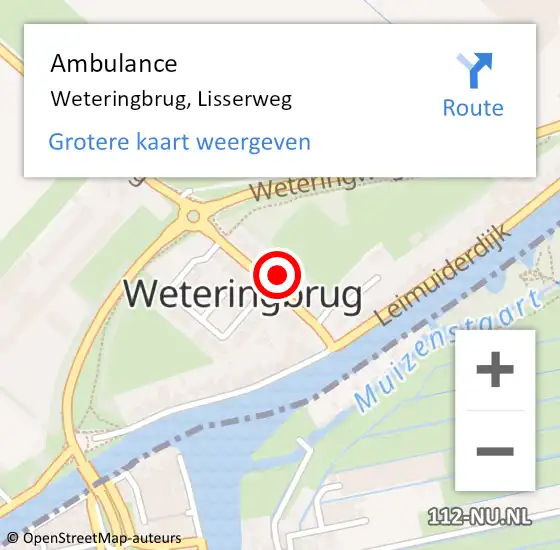 Locatie op kaart van de 112 melding: Ambulance Weteringbrug, Lisserweg op 31 december 2021 16:33