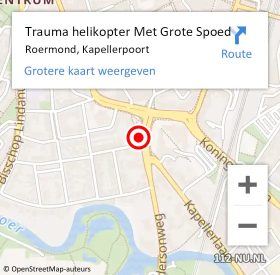 Locatie op kaart van de 112 melding: Trauma helikopter Met Grote Spoed Naar Roermond, Kapellerpoort op 31 december 2021 16:36