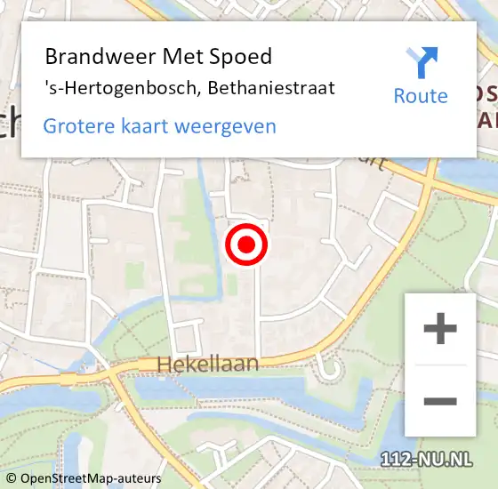 Locatie op kaart van de 112 melding: Brandweer Met Spoed Naar 's-Hertogenbosch, Bethaniestraat op 31 december 2021 16:37