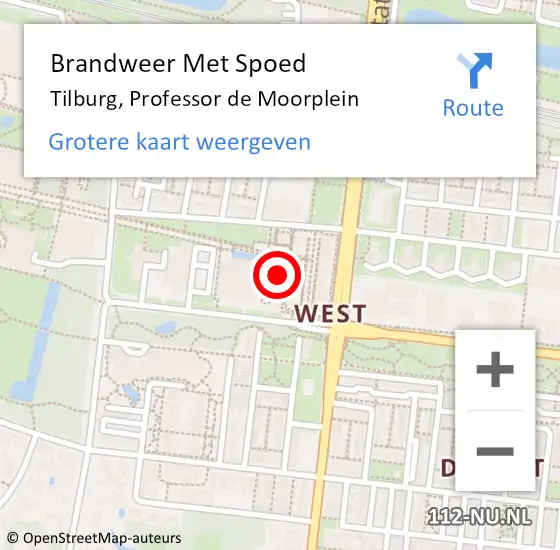 Locatie op kaart van de 112 melding: Brandweer Met Spoed Naar Tilburg, Professor de Moorplein op 31 december 2021 16:49