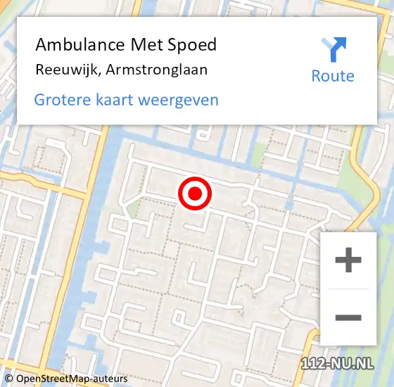 Locatie op kaart van de 112 melding: Ambulance Met Spoed Naar Reeuwijk, Armstronglaan op 31 december 2021 16:51