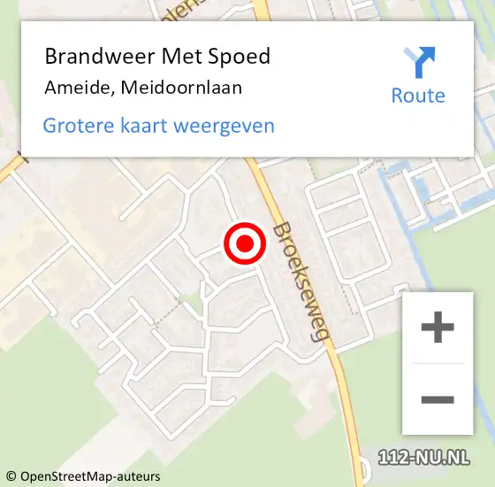 Locatie op kaart van de 112 melding: Brandweer Met Spoed Naar Ameide, Meidoornlaan op 31 december 2021 16:53