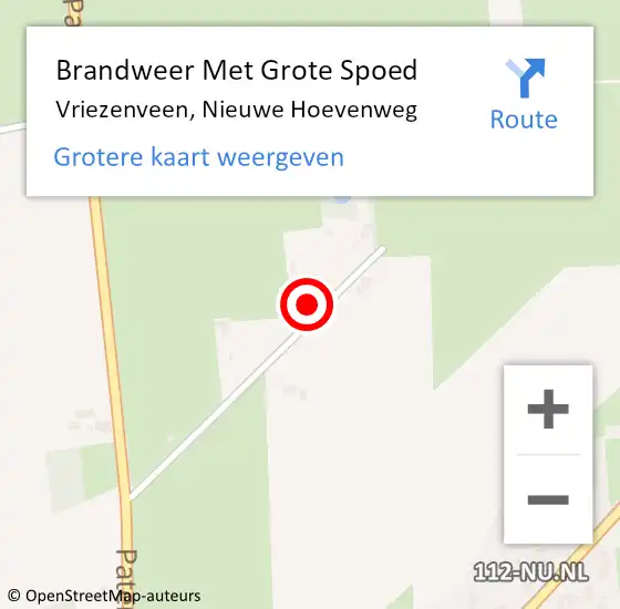 Locatie op kaart van de 112 melding: Brandweer Met Grote Spoed Naar Vriezenveen, Nieuwe Hoevenweg op 31 december 2021 16:56