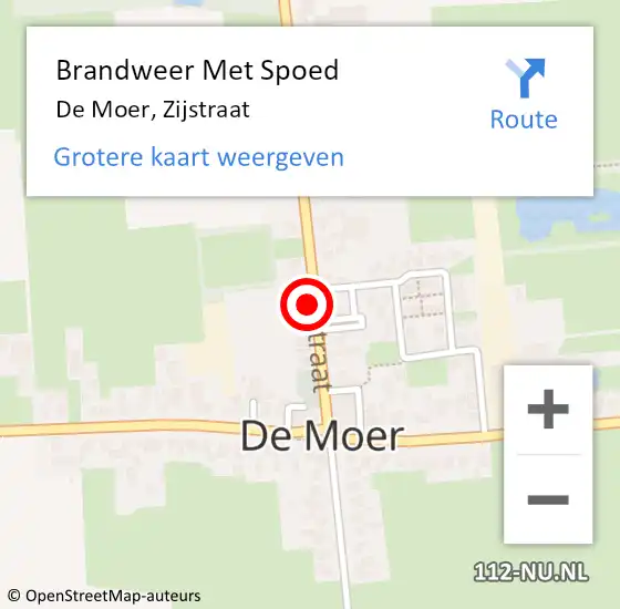 Locatie op kaart van de 112 melding: Brandweer Met Spoed Naar De Moer, Zijstraat op 31 december 2021 16:59