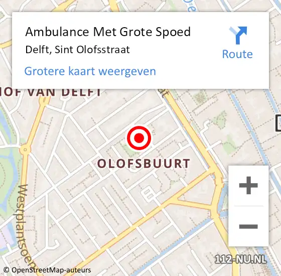 Locatie op kaart van de 112 melding: Ambulance Met Grote Spoed Naar Delft, Sint Olofsstraat op 31 december 2021 17:02