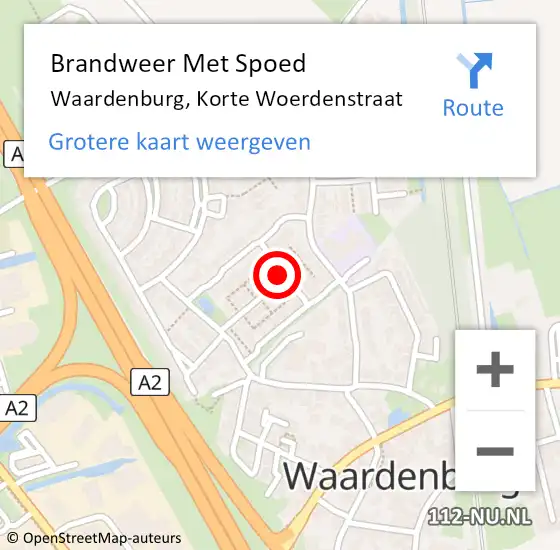 Locatie op kaart van de 112 melding: Brandweer Met Spoed Naar Waardenburg, Korte Woerdenstraat op 31 december 2021 17:09