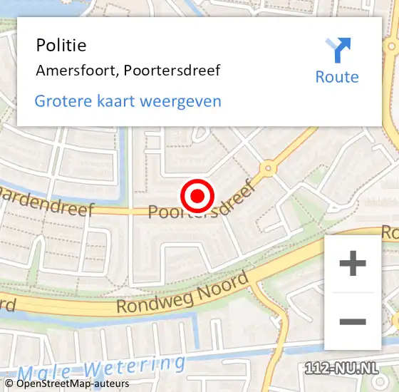 Locatie op kaart van de 112 melding: Politie Amersfoort, Poortersdreef op 31 december 2021 17:12