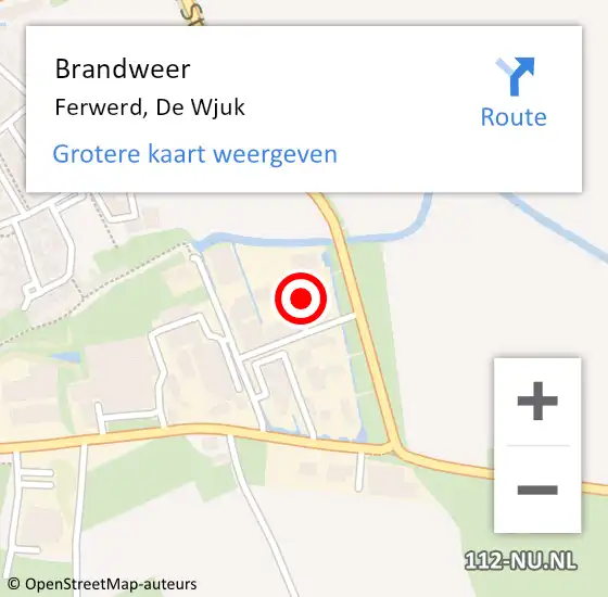 Locatie op kaart van de 112 melding: Brandweer Ferwerd, De Wjuk op 31 december 2021 17:17