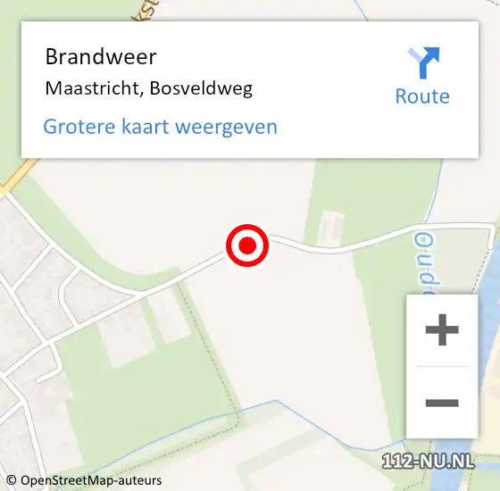 Locatie op kaart van de 112 melding: Brandweer Maastricht, Bosveldweg op 3 juli 2014 22:33