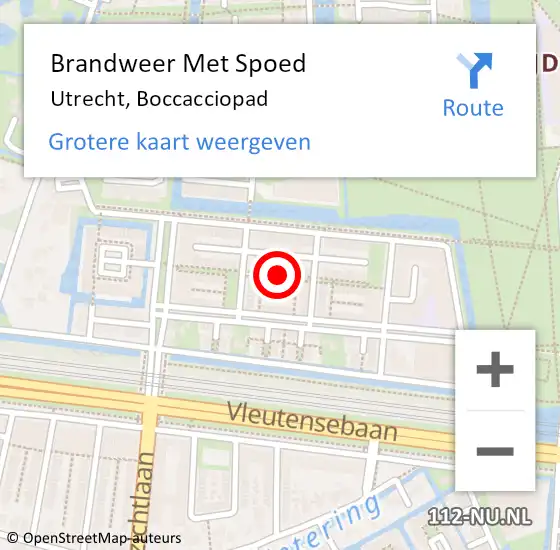 Locatie op kaart van de 112 melding: Brandweer Met Spoed Naar Utrecht, Boccacciopad op 31 december 2021 17:25