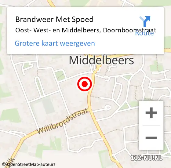 Locatie op kaart van de 112 melding: Brandweer Met Spoed Naar Oost- West- en Middelbeers, Doornboomstraat op 31 december 2021 17:33