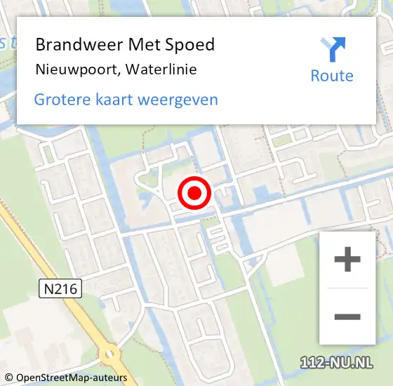 Locatie op kaart van de 112 melding: Brandweer Met Spoed Naar Nieuwpoort, Waterlinie op 31 december 2021 17:33